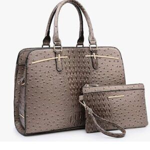 2pcs with 3 Compartments Women Handbag Wallet Tote Shoulder Hobo Bag Purse Set